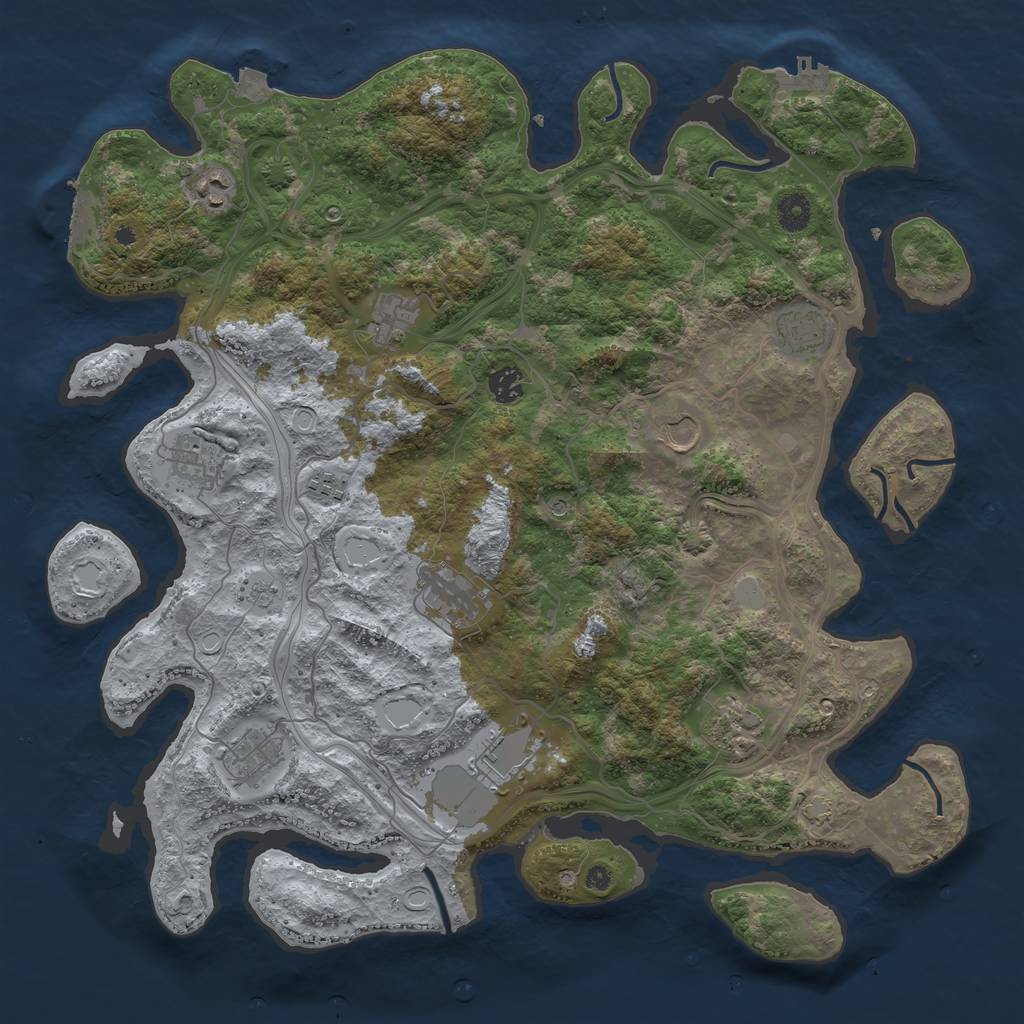 Rust Map: Procedural Map, Size: 4250, Seed: 1145141625, 19 Monuments