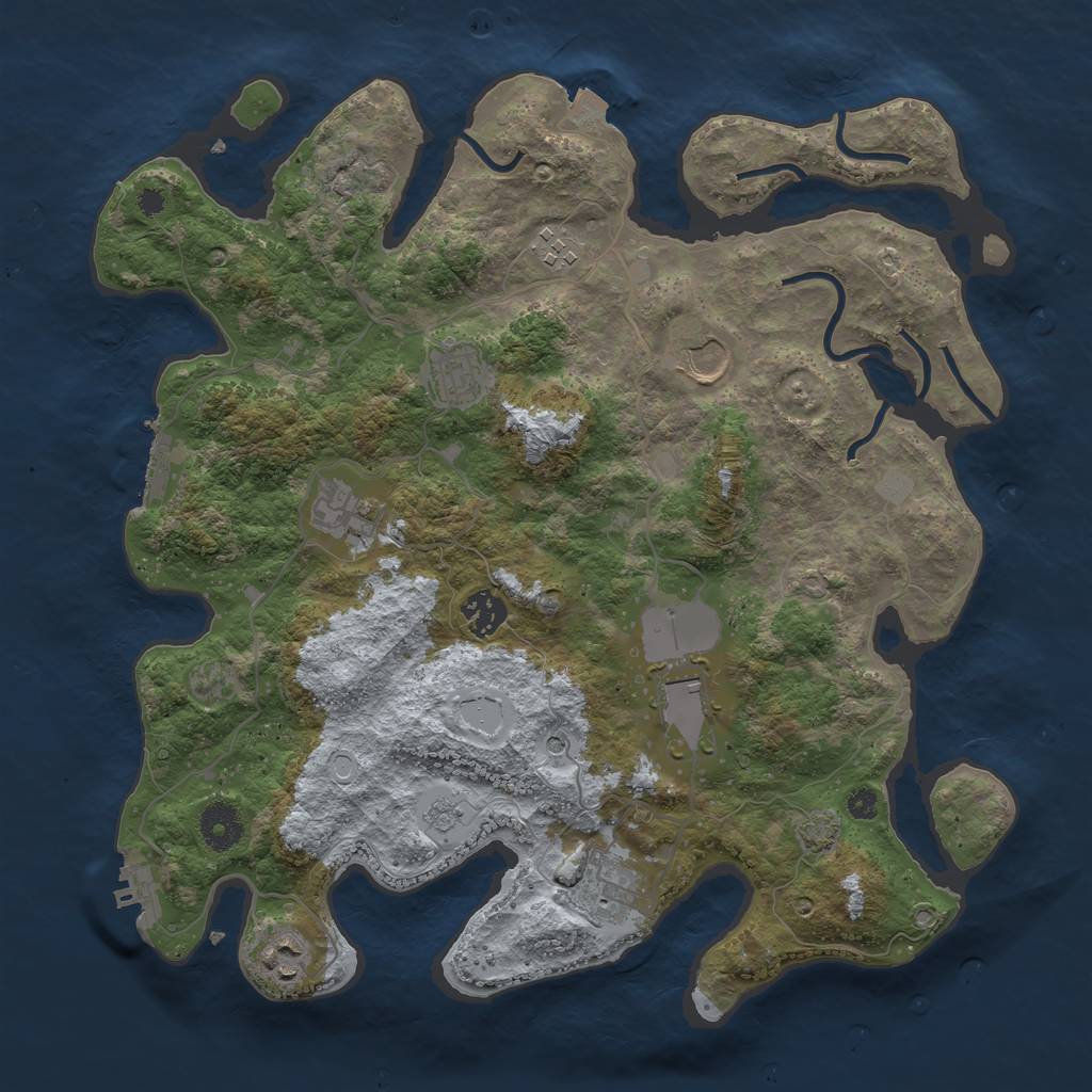 Rust Map: Procedural Map, Size: 3650, Seed: 58254428, 16 Monuments