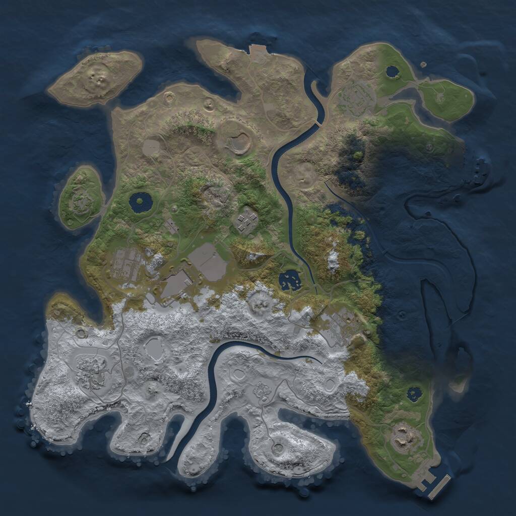 Rust Map: Procedural Map, Size: 3500, Seed: 1999271579, 15 Monuments