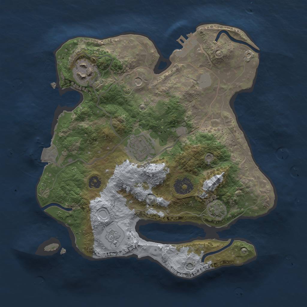 Rust Map: Procedural Map, Size: 2500, Seed: 75198, 9 Monuments