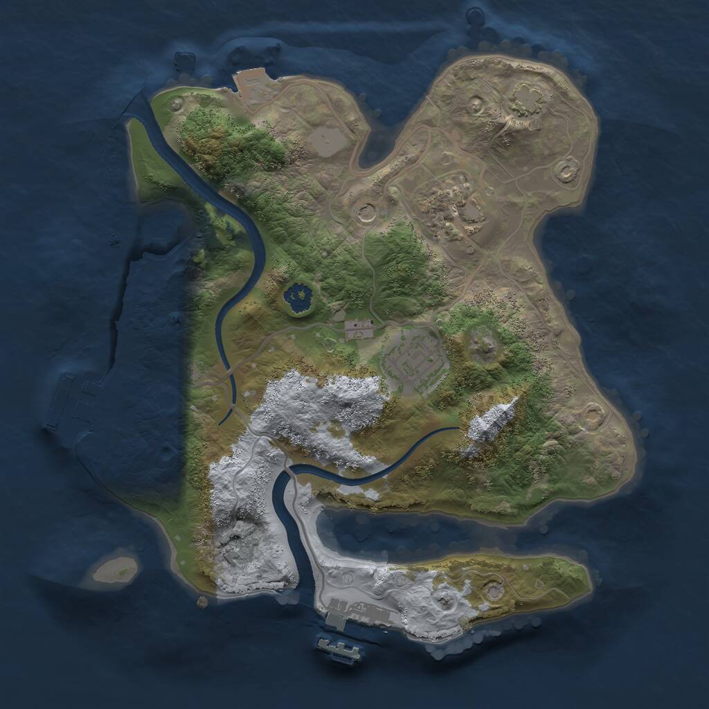 Rust Map: Procedural Map, Size: 2500, Seed: 75198, 7 Monuments