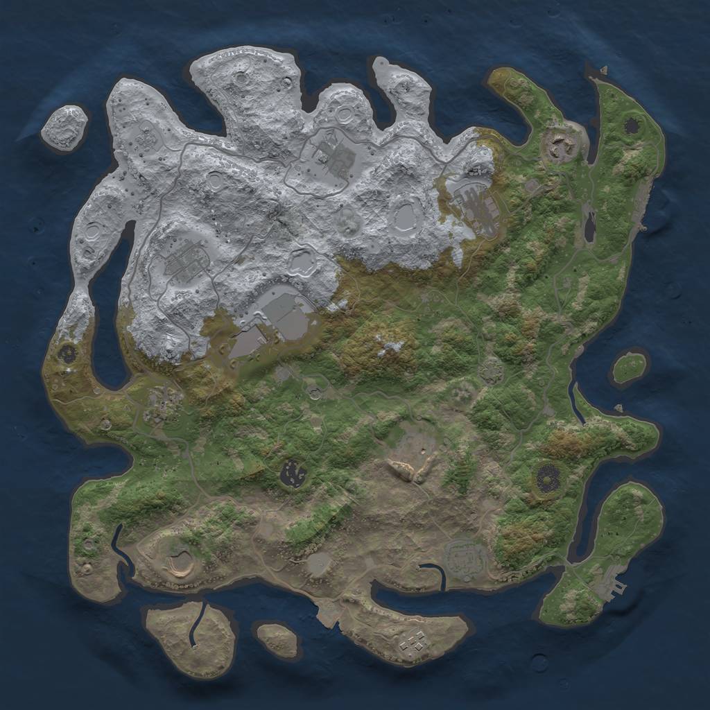 Rust Map: Procedural Map, Size: 4000, Seed: 860841045, 19 Monuments