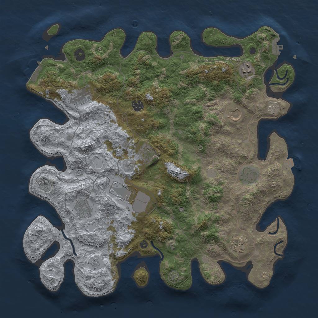 Rust Map: Procedural Map, Size: 4096, Seed: 1258107524, 18 Monuments