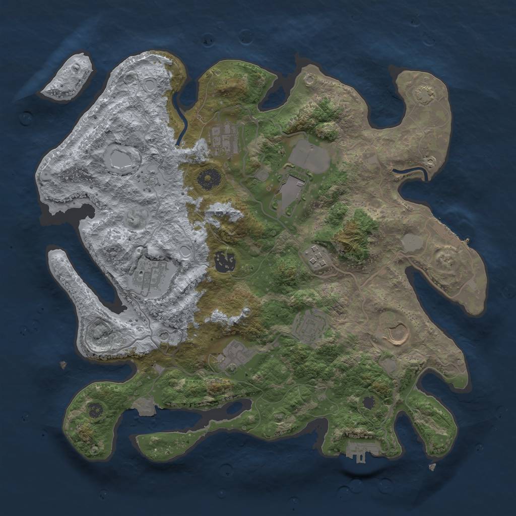 Rust Map: Procedural Map, Size: 3500, Seed: 1705074158, 16 Monuments