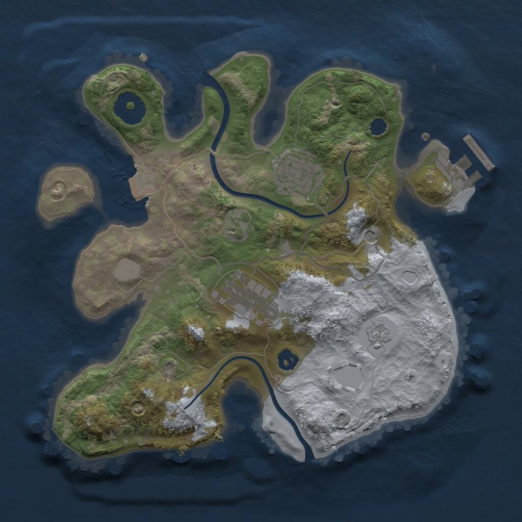 Rust Map: Procedural Map, Size: 2500, Seed: 3850, 6 Monuments