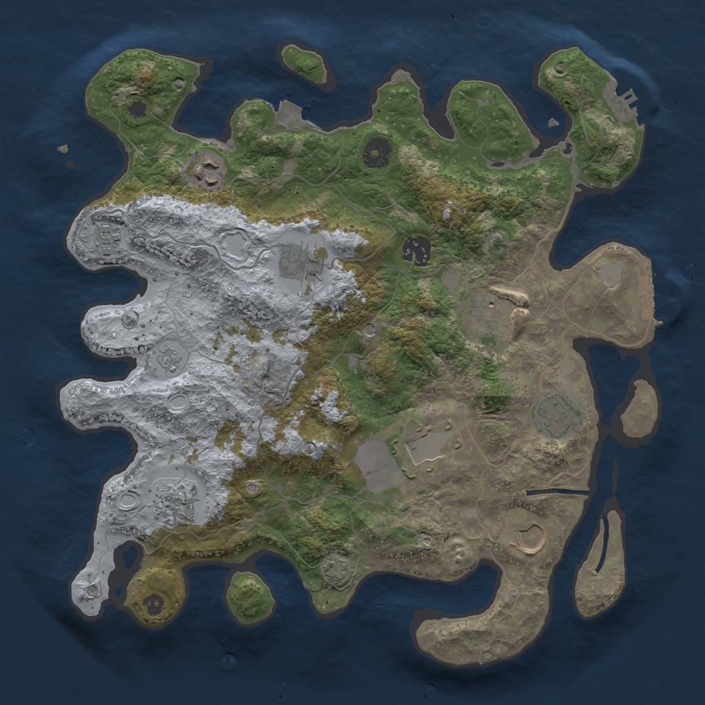 Rust Map: Procedural Map, Size: 3500, Seed: 65011540, 17 Monuments