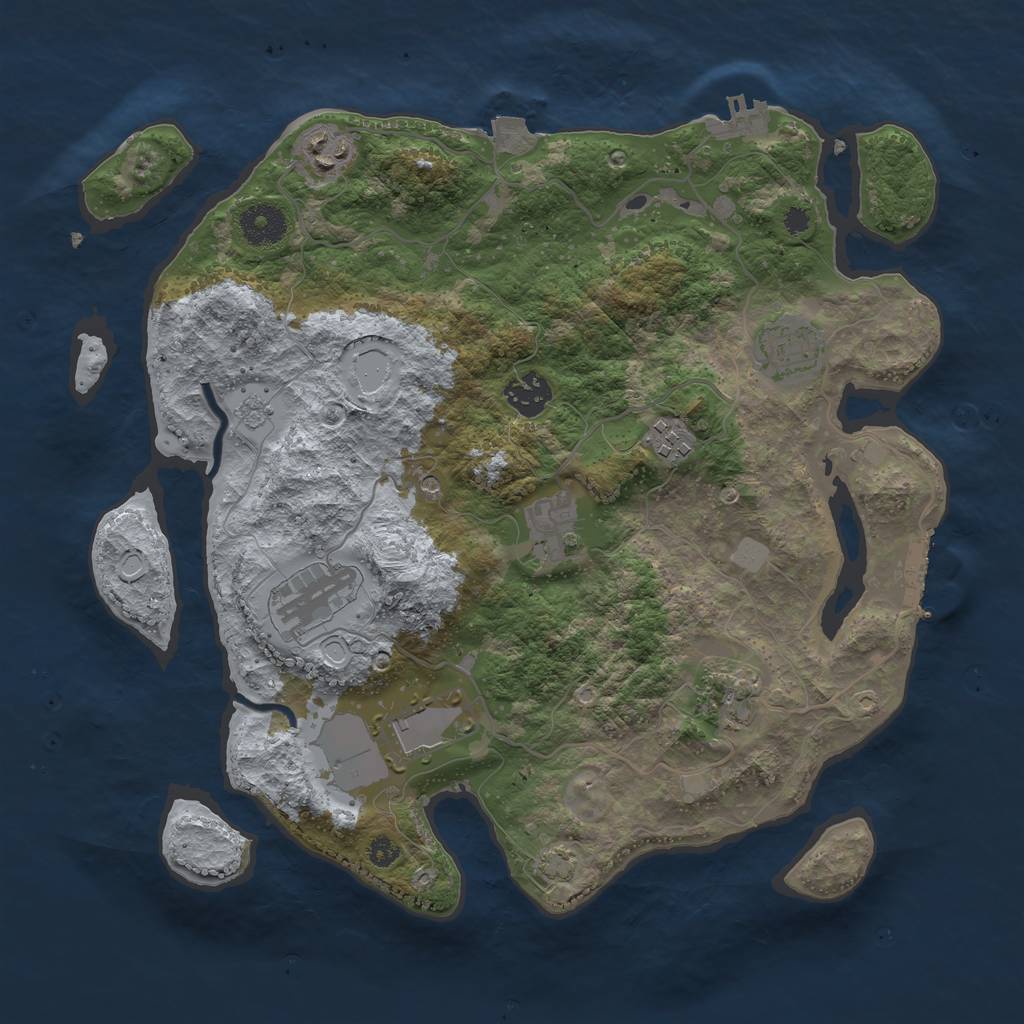 Rust Map: Procedural Map, Size: 3500, Seed: 1212153952, 16 Monuments