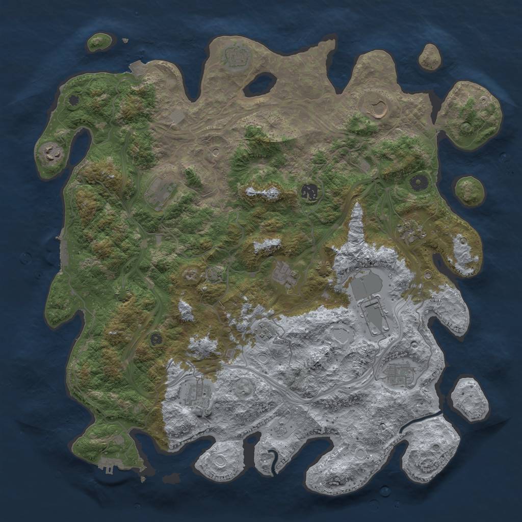 Rust Map: Procedural Map, Size: 4500, Seed: 2138057812, 19 Monuments