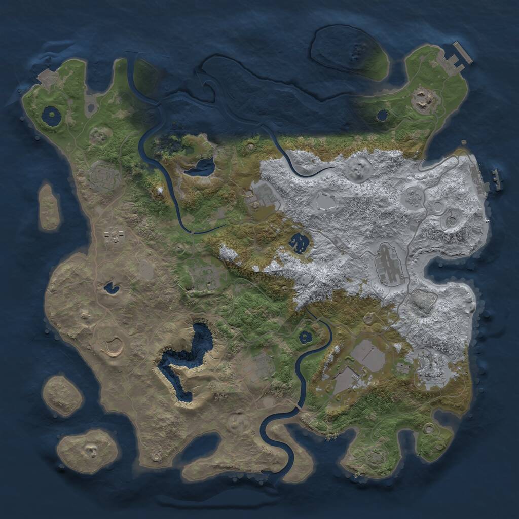 Rust Map: Procedural Map, Size: 4000, Seed: 746807830, 17 Monuments
