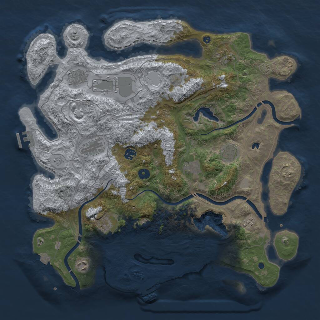 Rust Map: Procedural Map, Size: 4250, Seed: 564028600, 16 Monuments