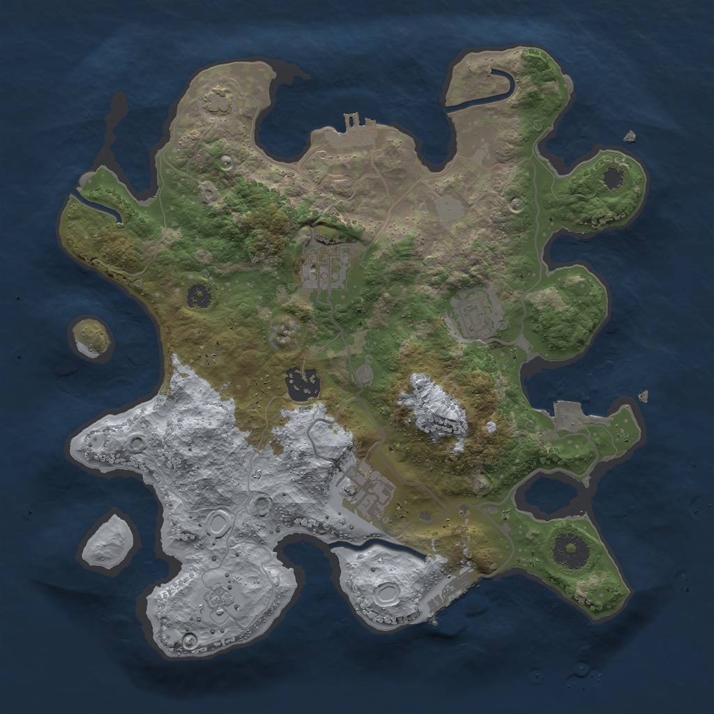 Rust Map: Procedural Map, Size: 3000, Seed: 1388329731, 11 Monuments