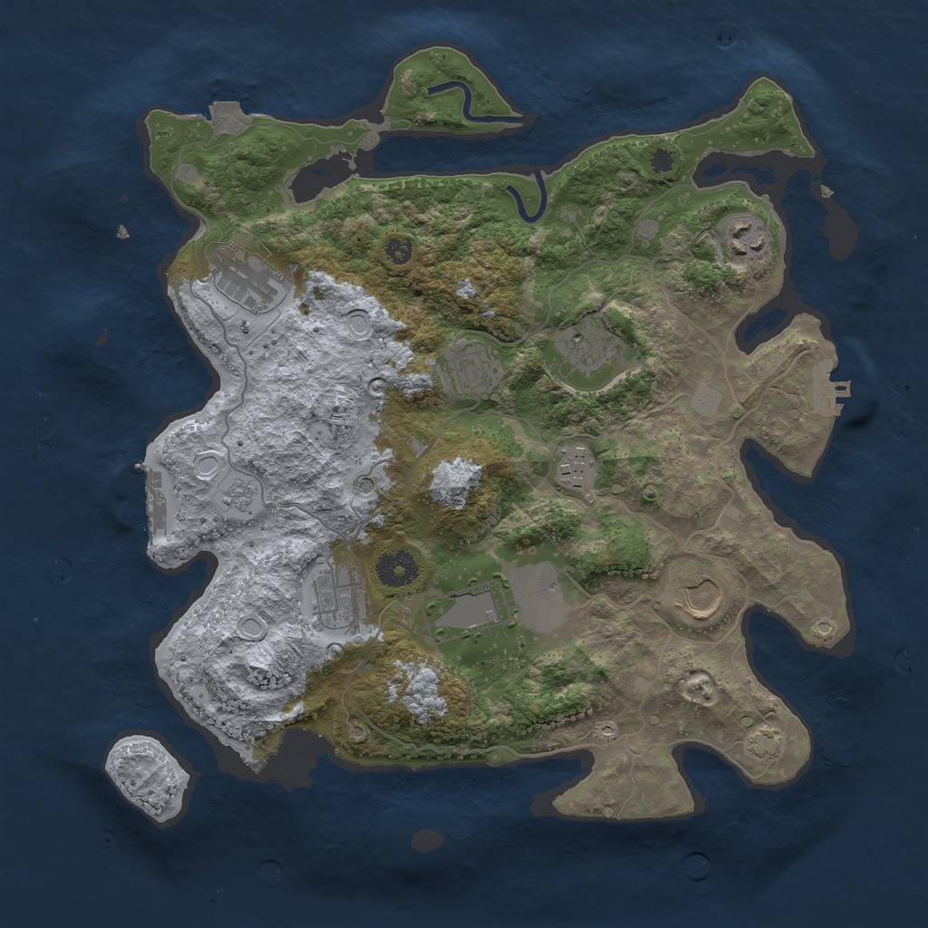 Rust Map: Procedural Map, Size: 3500, Seed: 1413174919, 16 Monuments