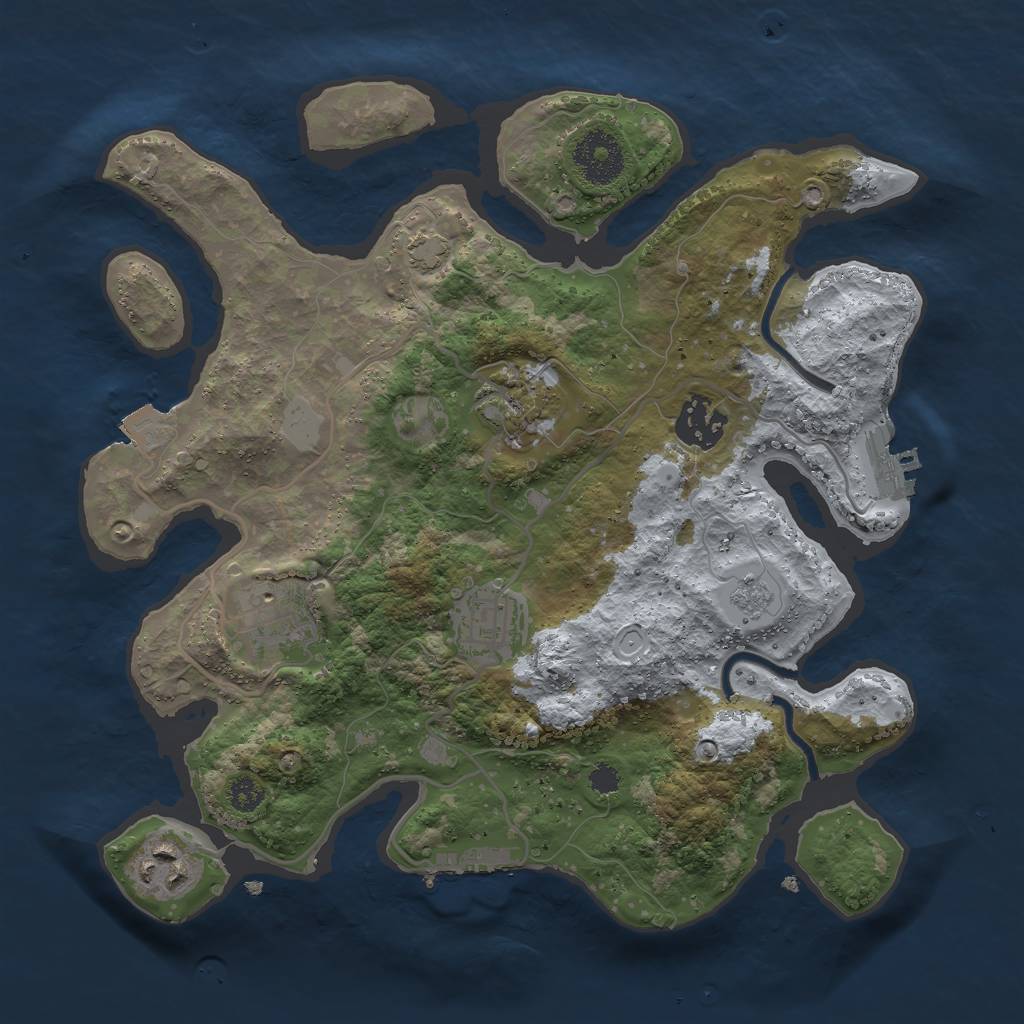 Rust Map: Procedural Map, Size: 3000, Seed: 822193, 12 Monuments