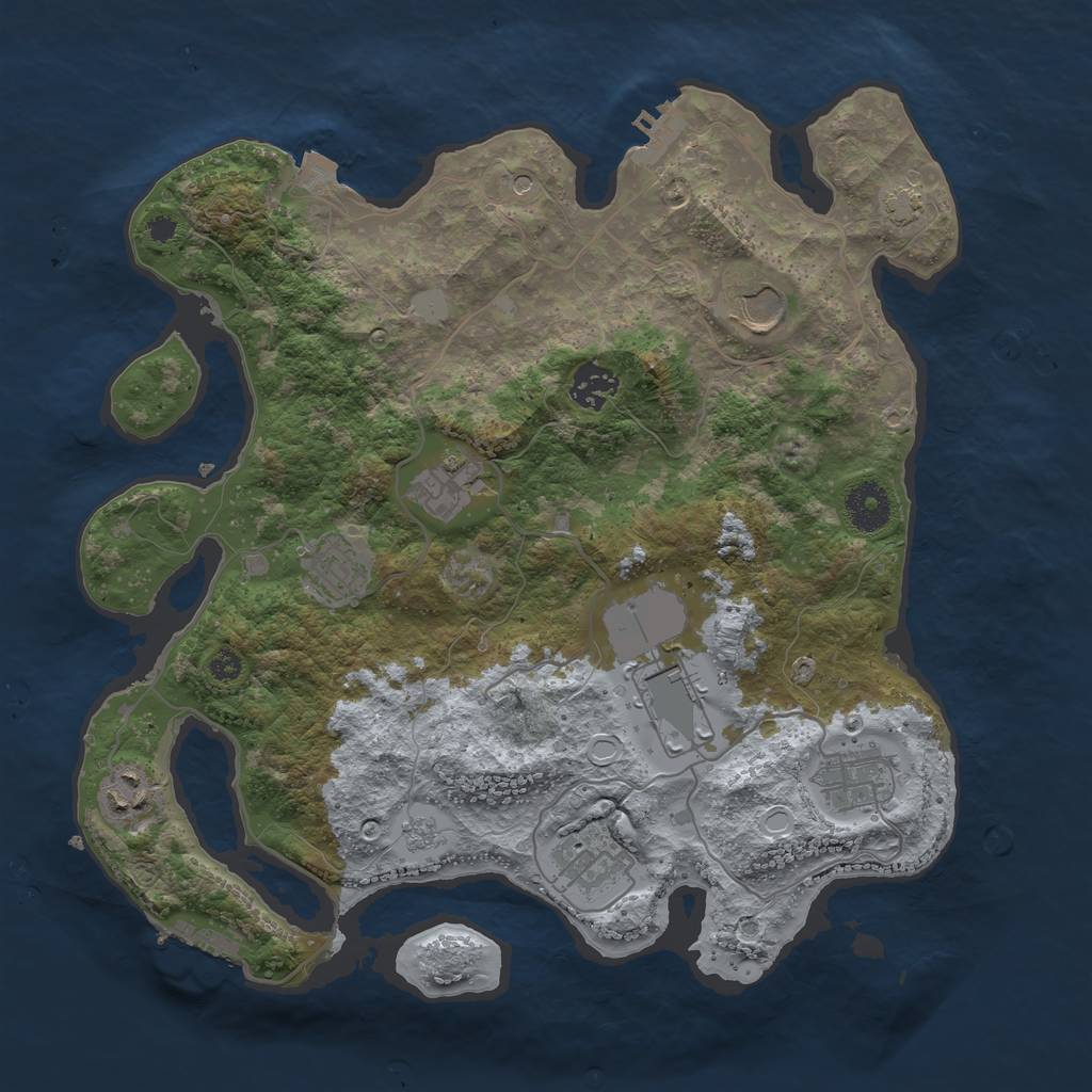 Rust Map: Procedural Map, Size: 3500, Seed: 71001088, 16 Monuments