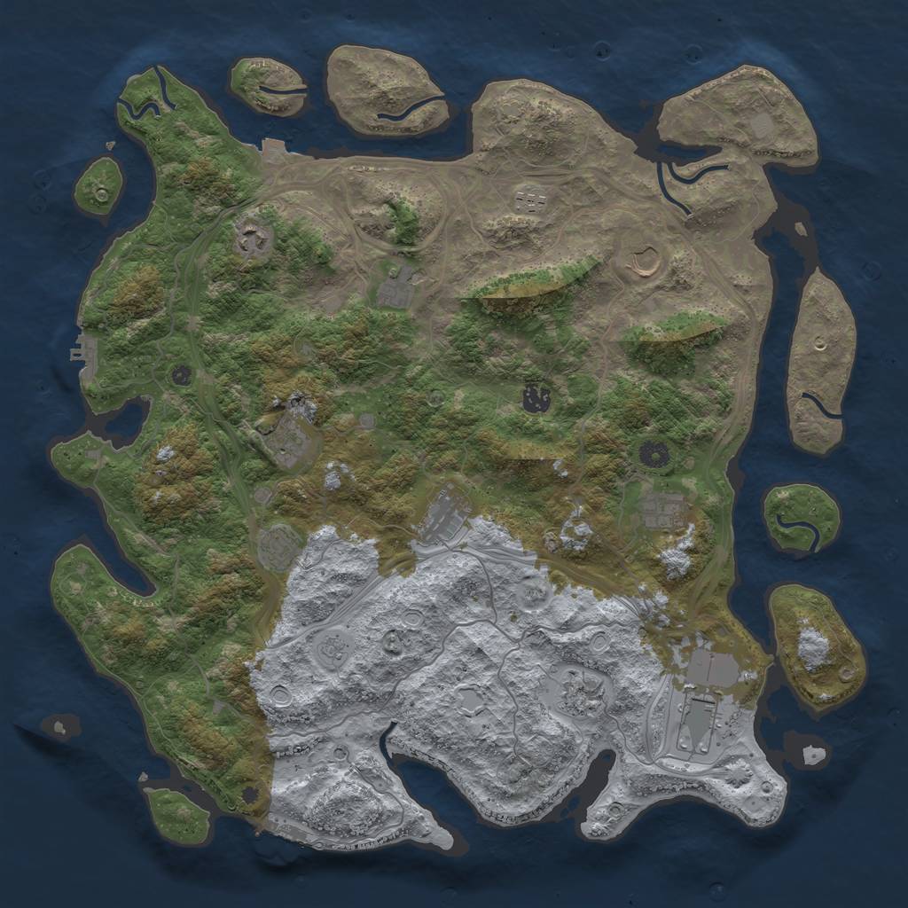 Rust Map: Procedural Map, Size: 4600, Seed: 7012023, 19 Monuments