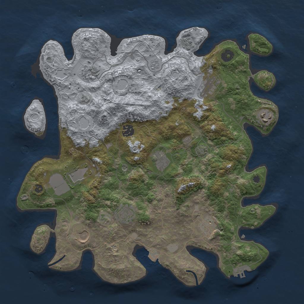 Rust Map: Procedural Map, Size: 3700, Seed: 1633340243, 17 Monuments