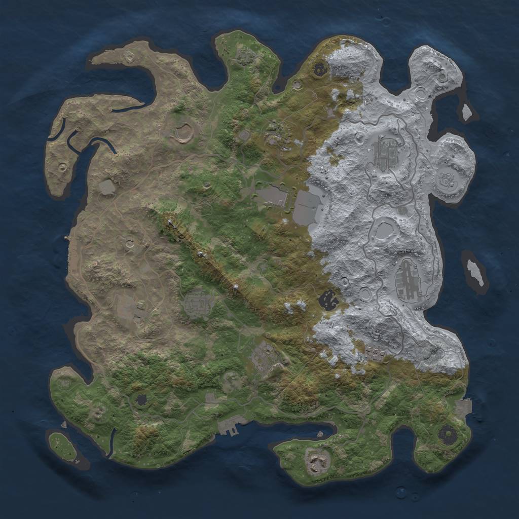 Rust Map: Procedural Map, Size: 4000, Seed: 5349875, 19 Monuments
