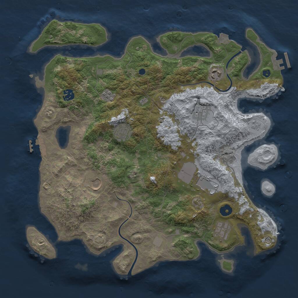 Rust Map: Procedural Map, Size: 3800, Seed: 1979041809, 14 Monuments