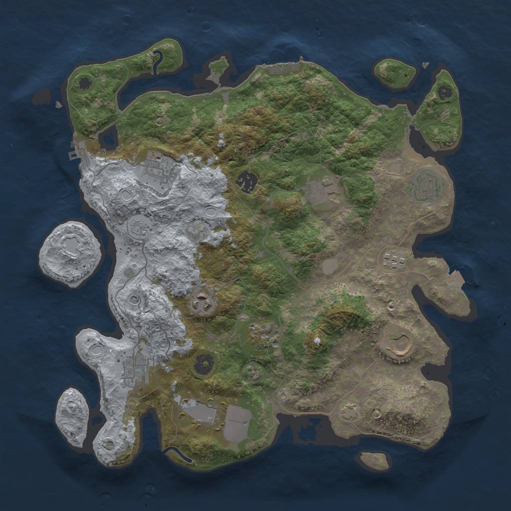 Rust Map: Procedural Map, Size: 3700, Seed: 1076245494, 18 Monuments