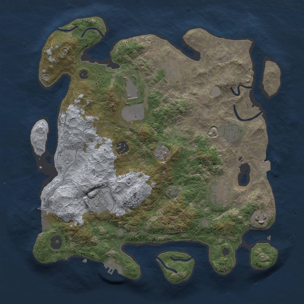 Rust Map: Procedural Map, Size: 3500, Seed: 740295210, 16 Monuments