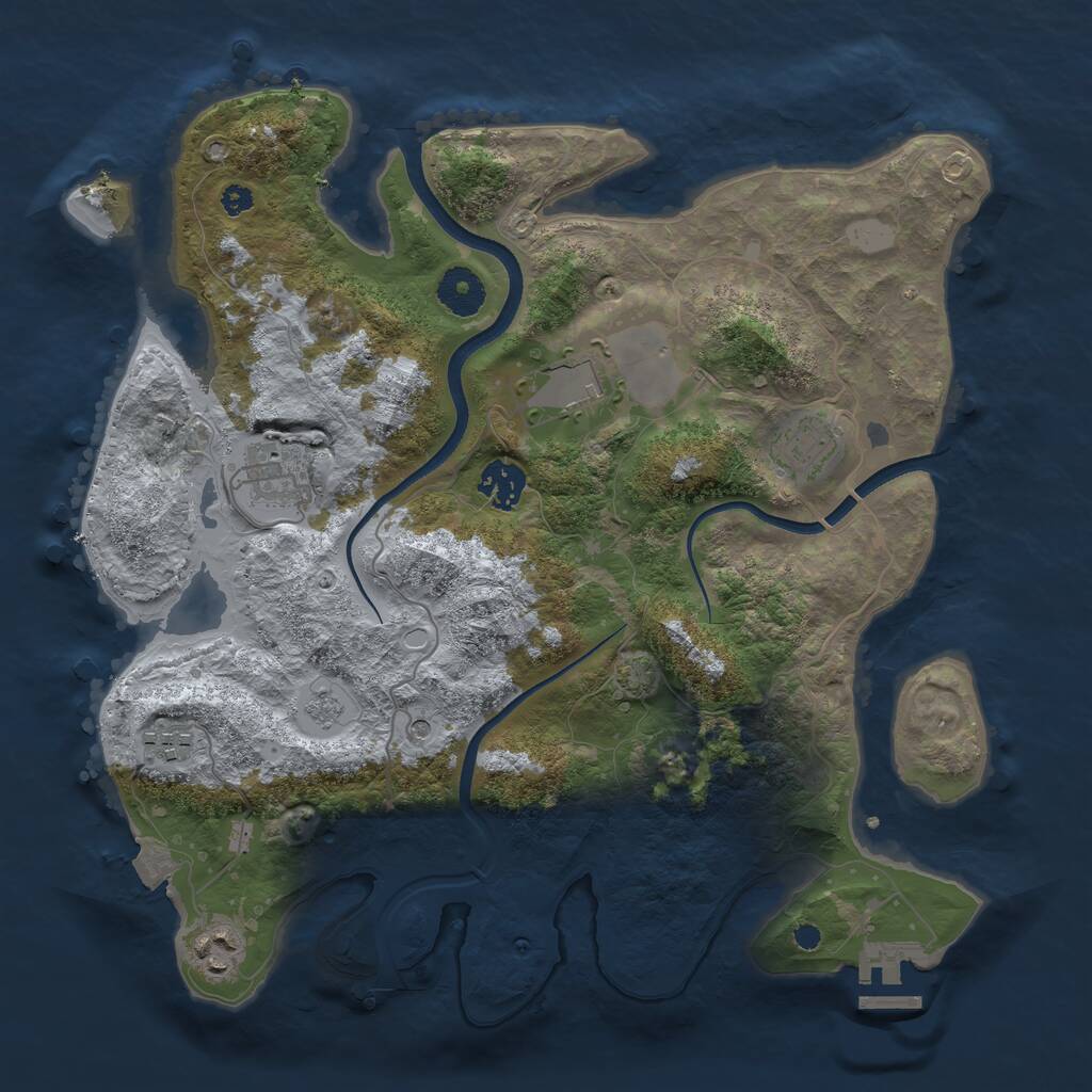 Rust Map: Procedural Map, Size: 3500, Seed: 1169727001, 11 Monuments