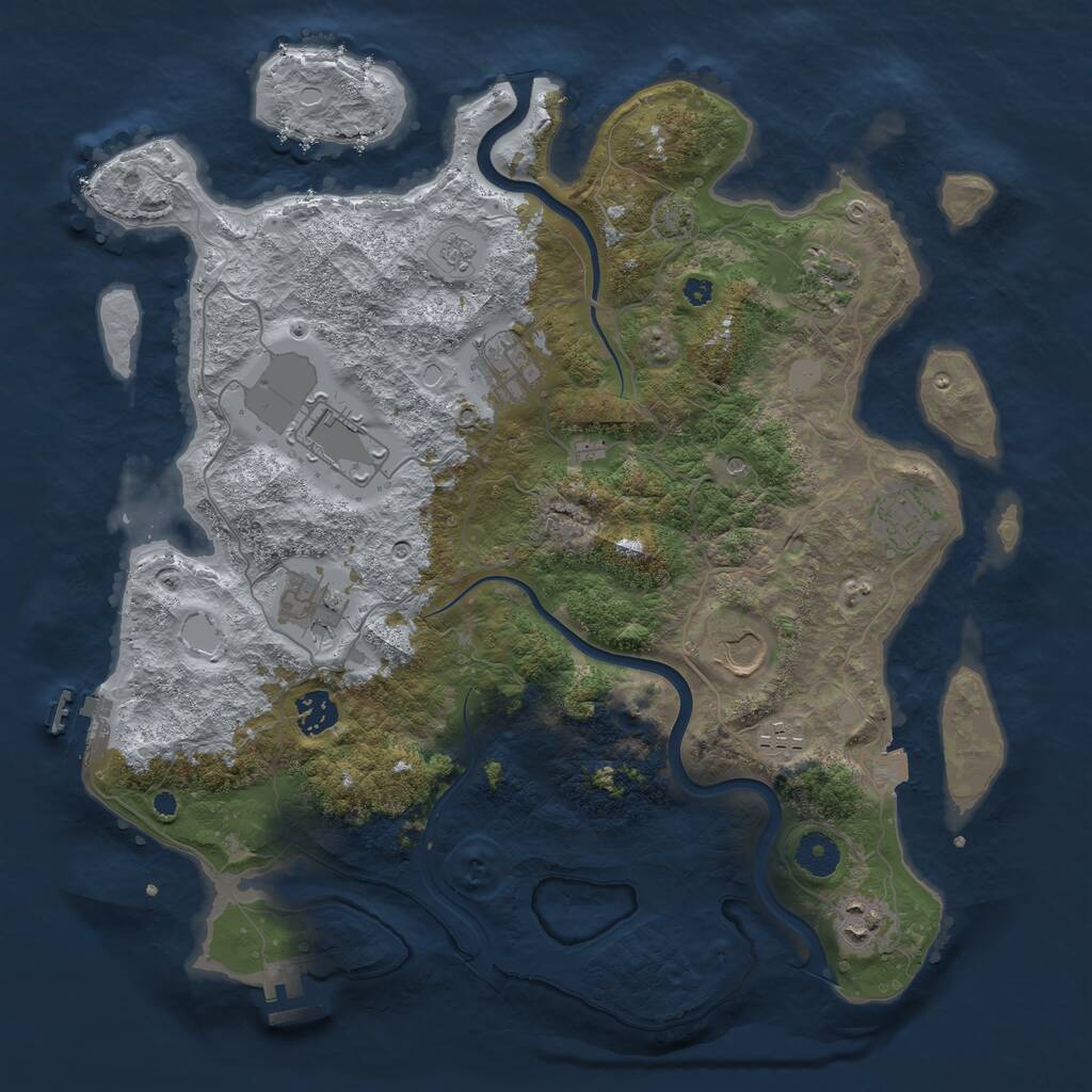 Rust Map: Procedural Map, Size: 3800, Seed: 42, 15 Monuments