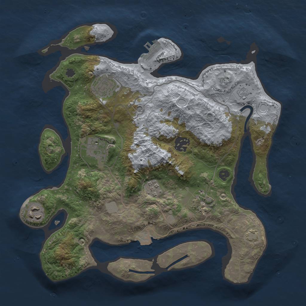 Rust Map: Procedural Map, Size: 3000, Seed: 348546634, 13 Monuments