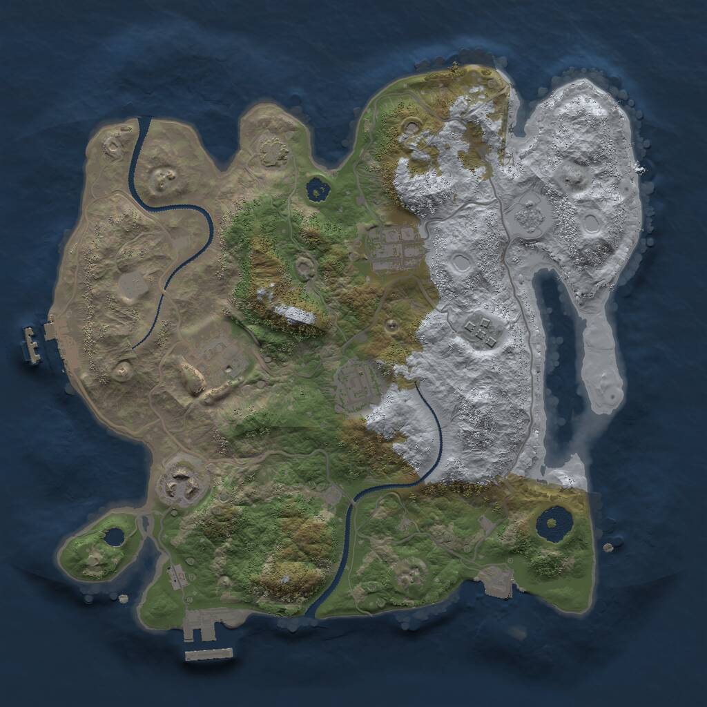 Rust Map: Procedural Map, Size: 3000, Seed: 1776956847, 10 Monuments