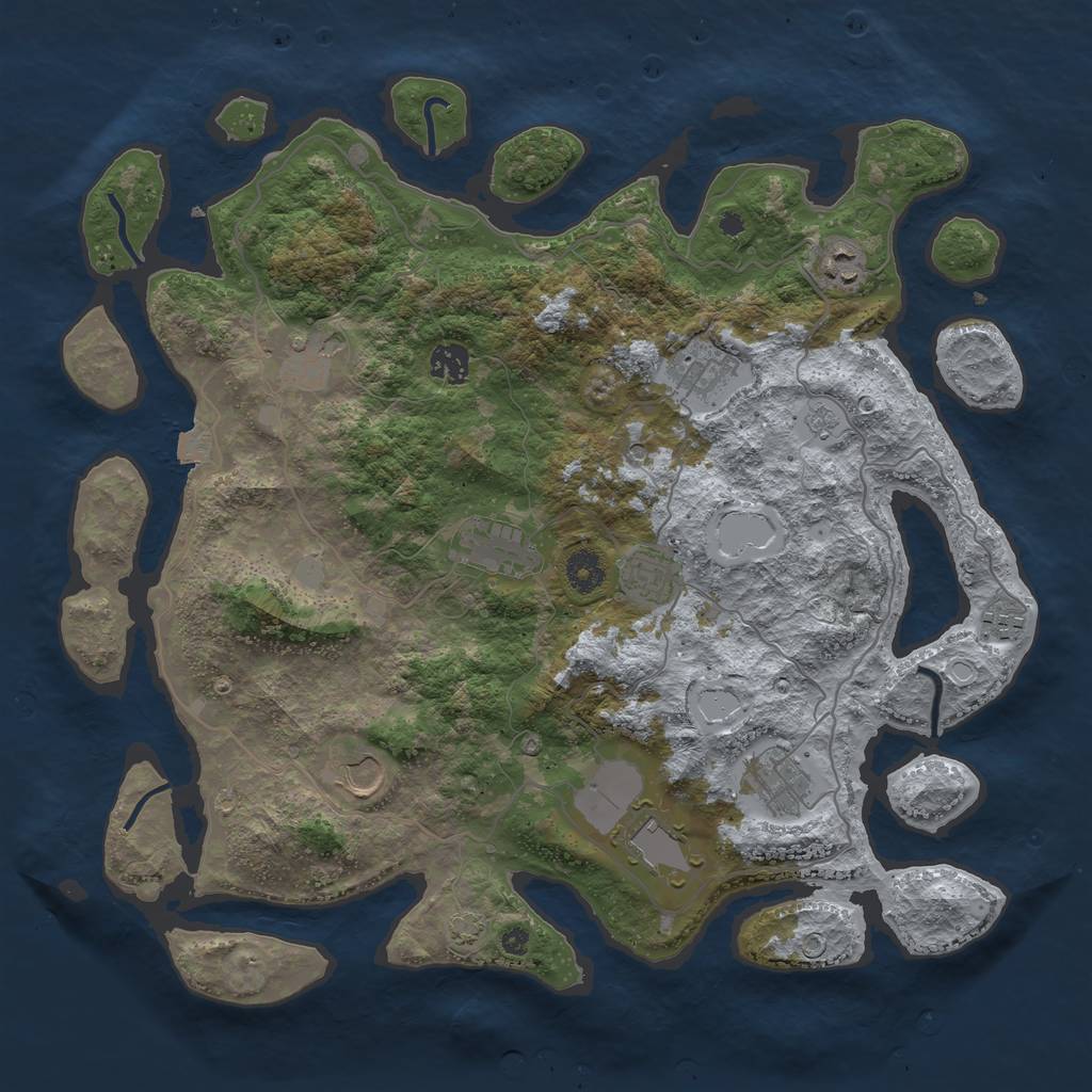 Rust Map: Procedural Map, Size: 4000, Seed: 693, 16 Monuments