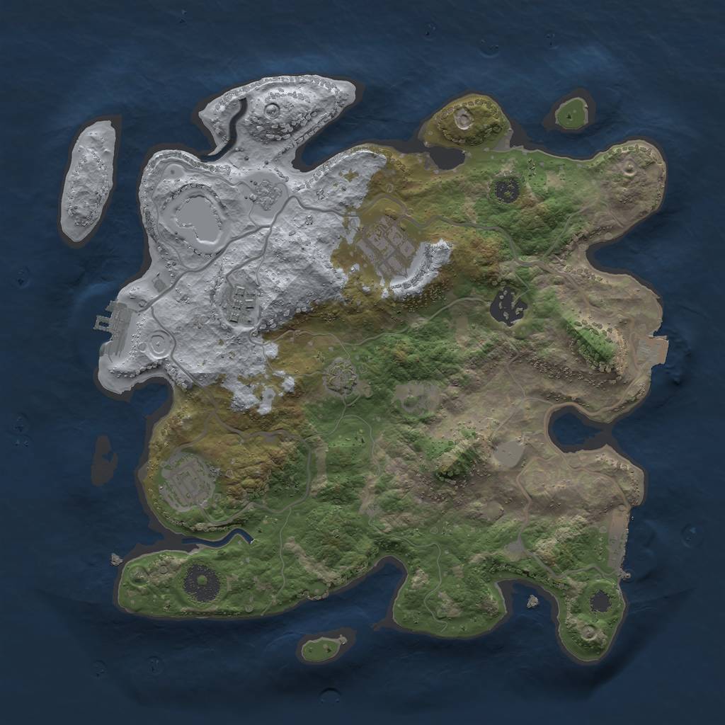 Rust Map: Procedural Map, Size: 3000, Seed: 46818, 11 Monuments