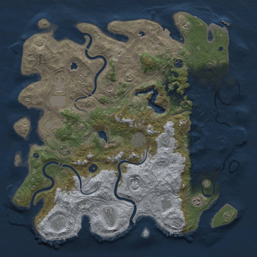 Rust Map: Procedural Map, Size: 4500, Seed: 221962, 16 Monuments