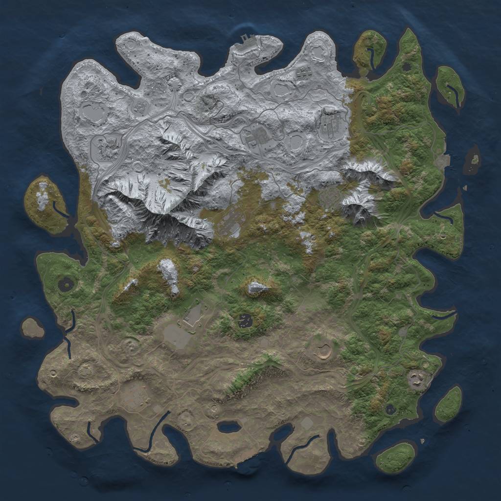 Rust Map: Procedural Map, Size: 5000, Seed: 1215752191, 19 Monuments