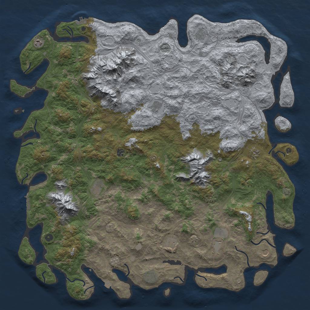 Rust Map: Procedural Map, Size: 6000, Seed: 2146789654, 19 Monuments