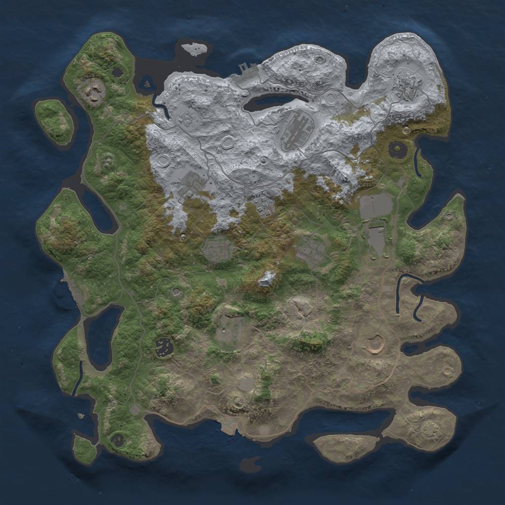 Rust Map: Procedural Map, Size: 4000, Seed: 97733, 19 Monuments