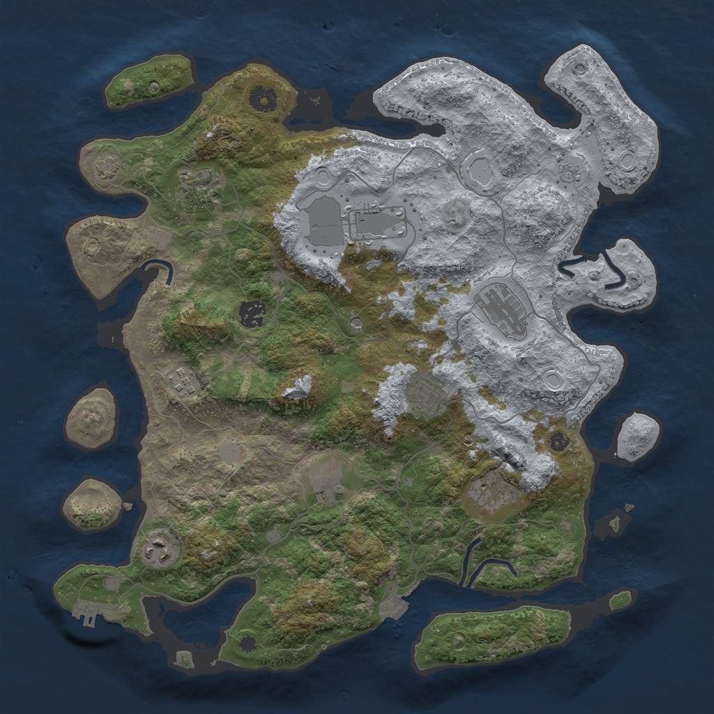 Rust Map: Procedural Map, Size: 3850, Seed: 1286224344, 16 Monuments