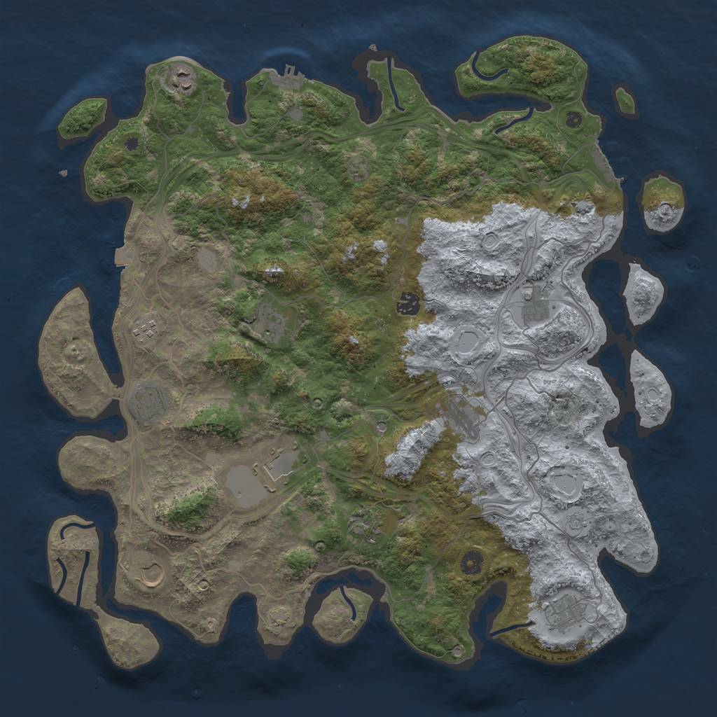 Rust Map: Procedural Map, Size: 4500, Seed: 529140559, 19 Monuments
