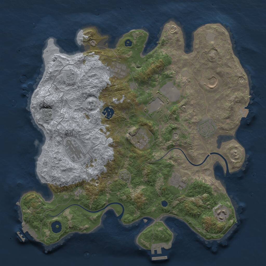 Rust Map: Procedural Map, Size: 3500, Seed: 121445506, 16 Monuments