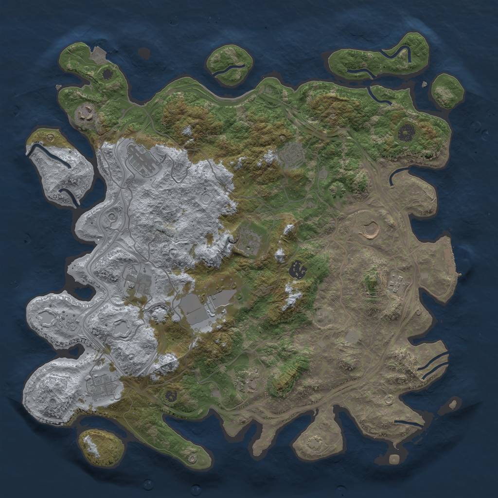 Rust Map: Procedural Map, Size: 4250, Seed: 488174521, 18 Monuments