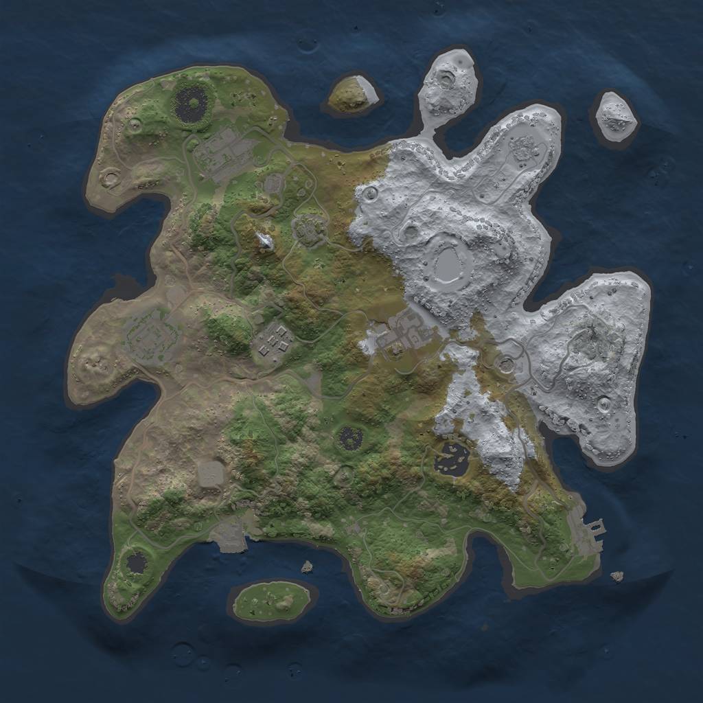 Rust Map: Procedural Map, Size: 3000, Seed: 913852189, 12 Monuments
