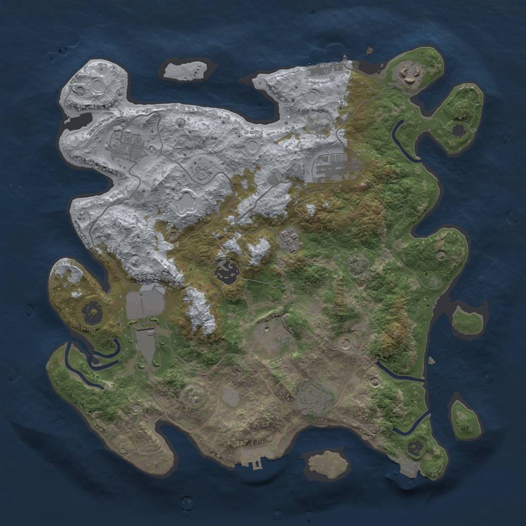 Rust Map: Procedural Map, Size: 3500, Seed: 1377747537, 16 Monuments