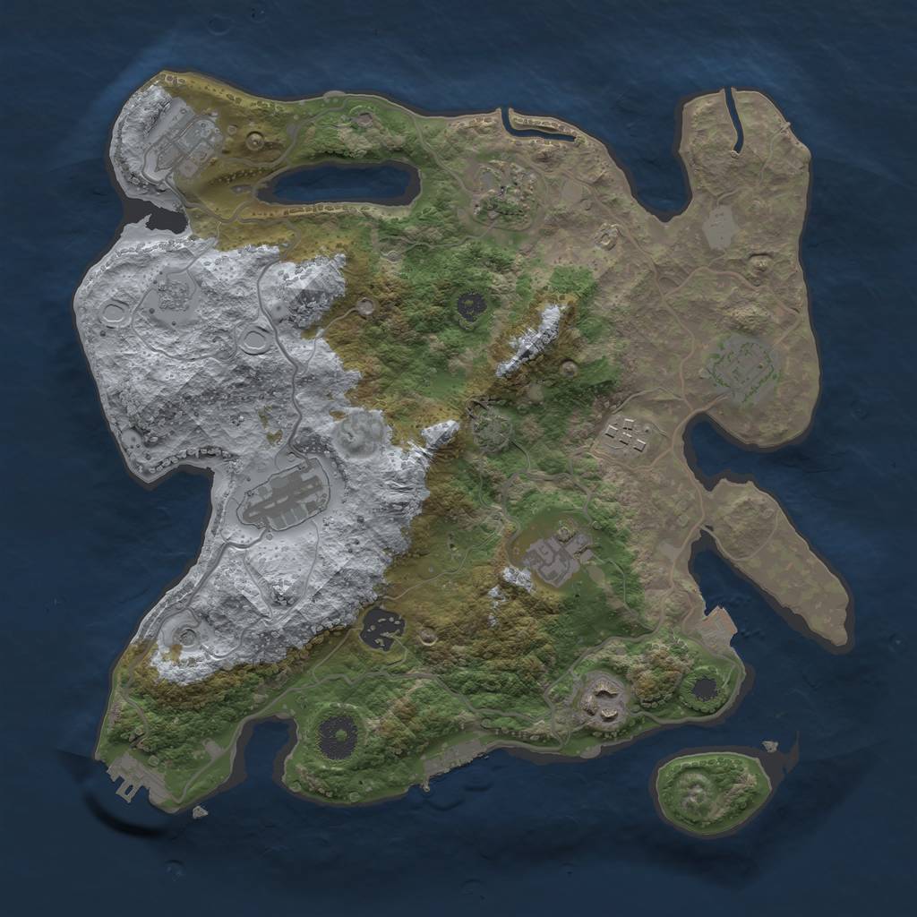 Rust Map: Procedural Map, Size: 3250, Seed: 571831673, 16 Monuments