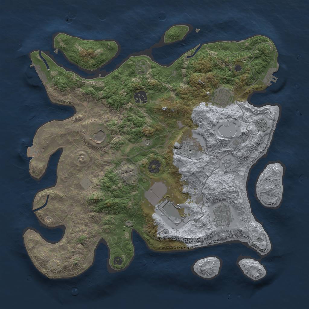 Rust Map: Procedural Map, Size: 3500, Seed: 1347105193, 15 Monuments