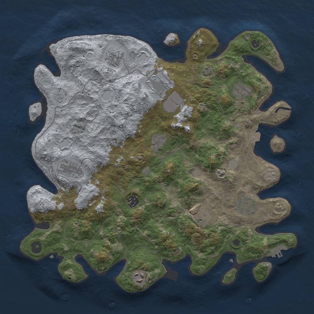 Rust Map: Procedural Map, Size: 4000, Seed: 665323306, 17 Monuments