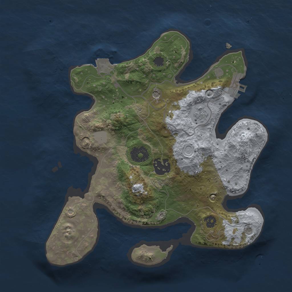 Rust Map: Procedural Map, Size: 2500, Seed: 10500000, 7 Monuments