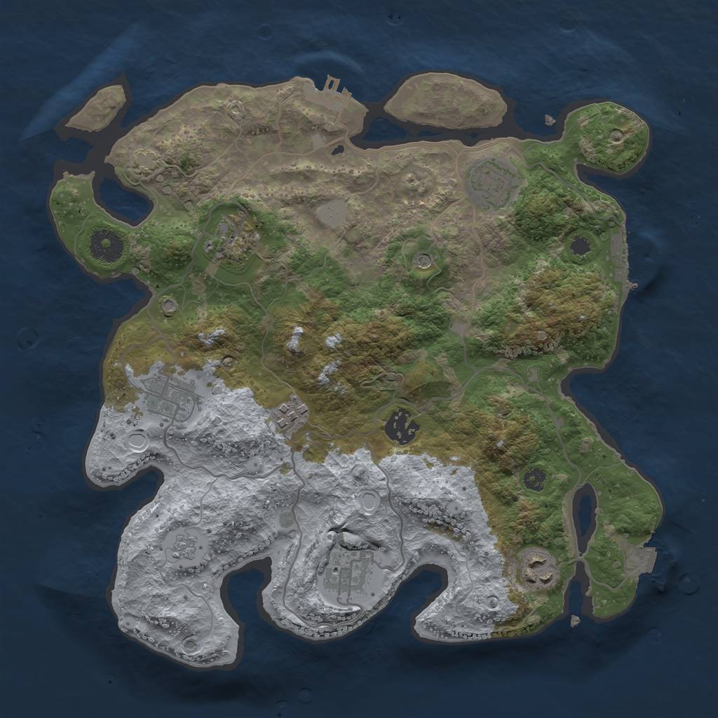 Rust Map: Procedural Map, Size: 3250, Seed: 1754077566, 15 Monuments