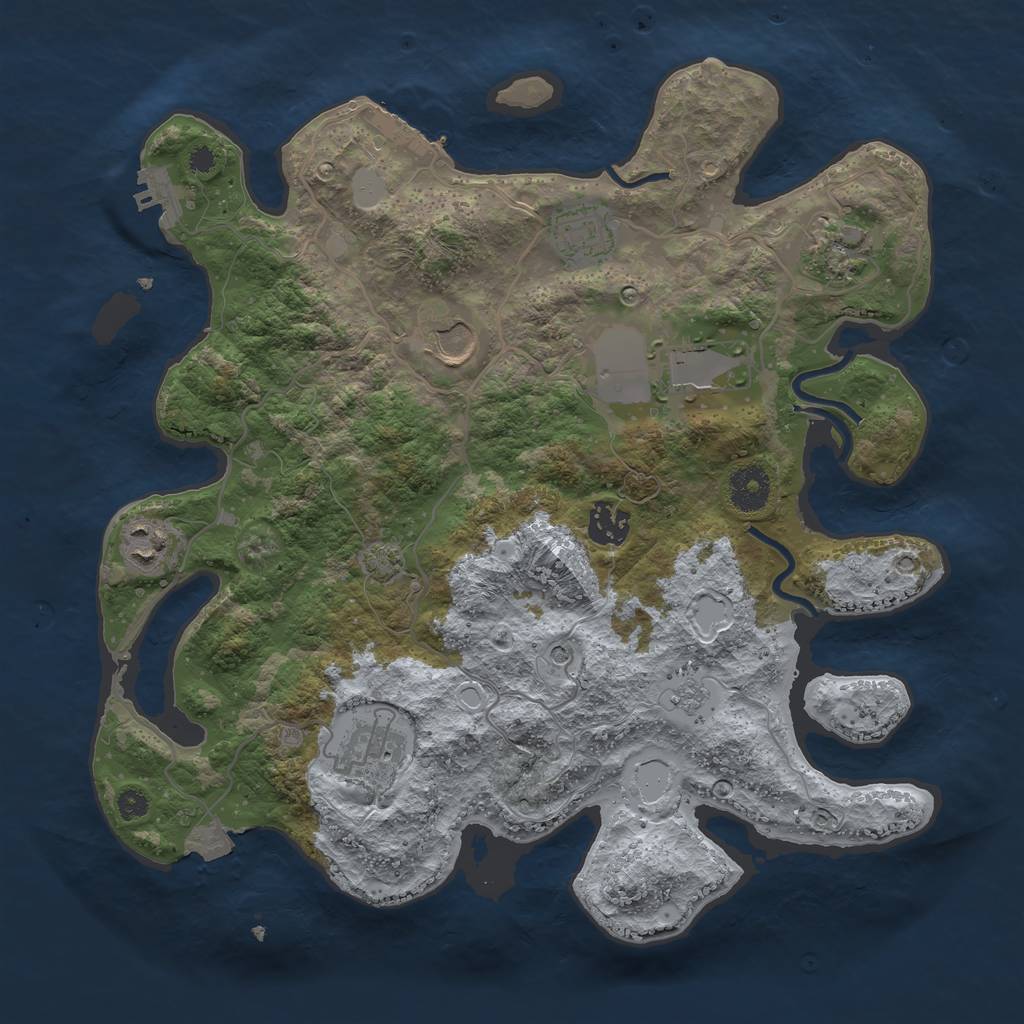 Rust Map: Procedural Map, Size: 3500, Seed: 915813535, 15 Monuments