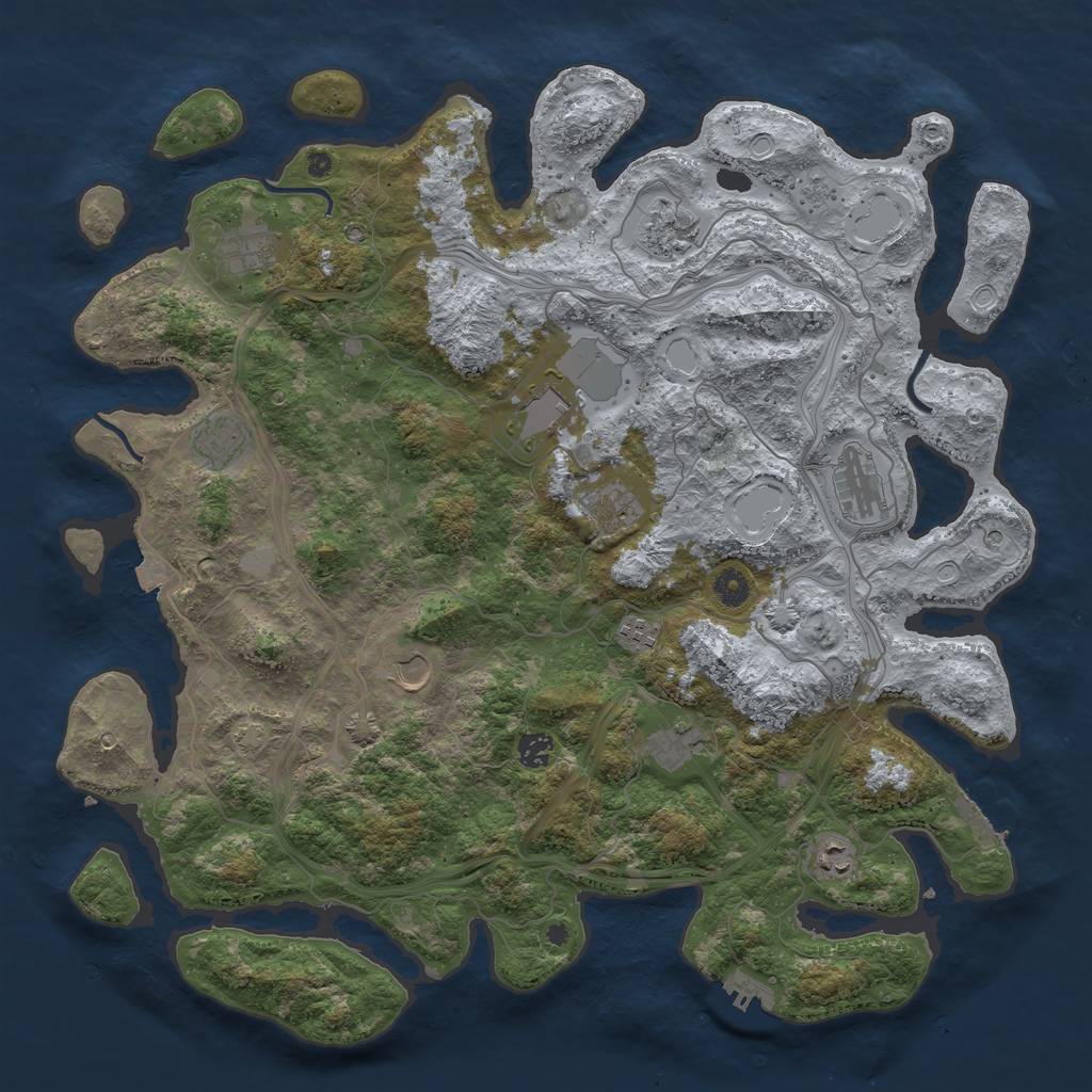 Rust Map: Procedural Map, Size: 4500, Seed: 2113650640, 19 Monuments