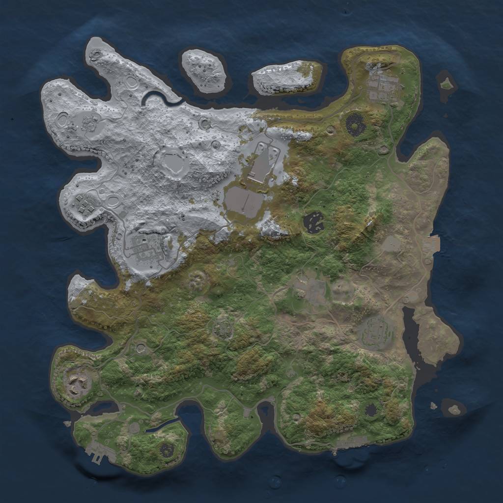 Rust Map: Procedural Map, Size: 3500, Seed: 17919, 16 Monuments