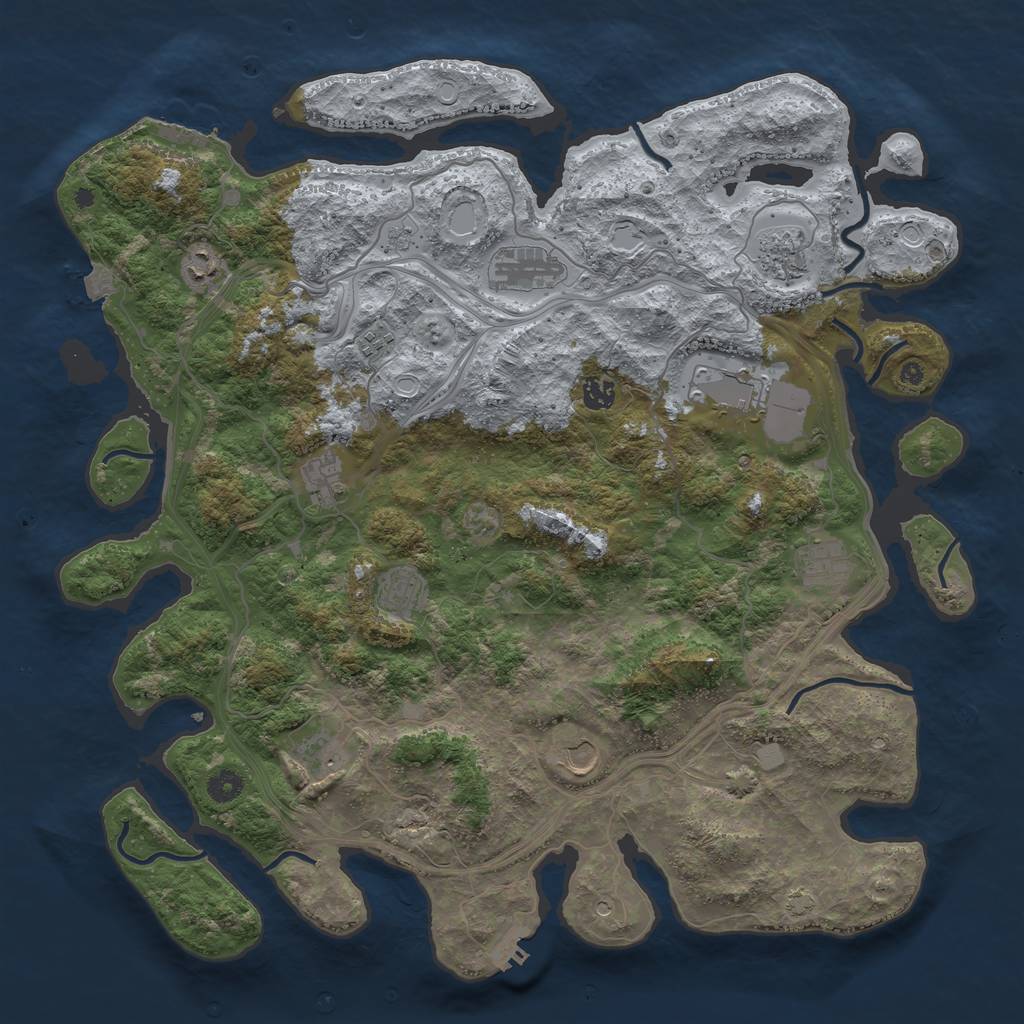 Rust Map: Procedural Map, Size: 4500, Seed: 706075290, 19 Monuments