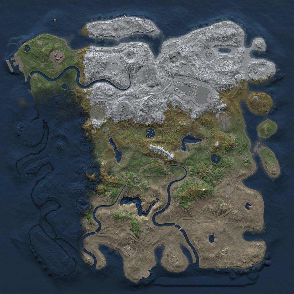 Rust Map: Procedural Map, Size: 4500, Seed: 706075290, 13 Monuments